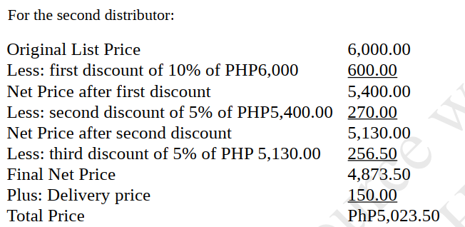 example trade discount series