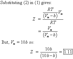 SOLVED: Derive an expression for the compression factor of a gas that obeys  the equation of state p(V - nb) = nRT, where b and R are constants. If the  pressure and