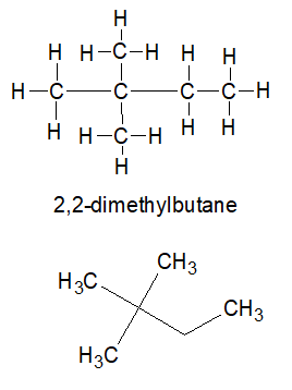 condensed structural formula for 2 2 dimethylbutane