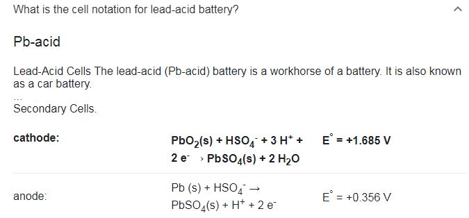 lead acid battery cell notation