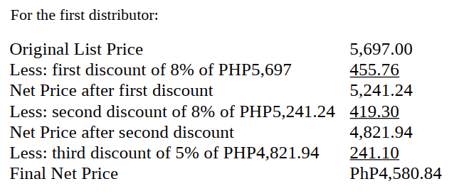 example trade discount series